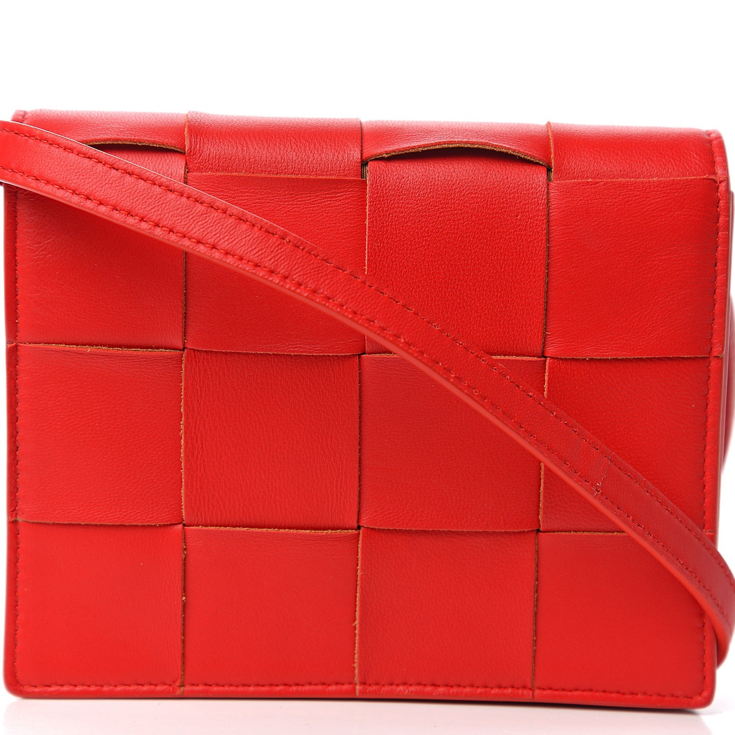Lambskin Maxi Intrecciato Mini Cassette Crossbody Bag Bright Red