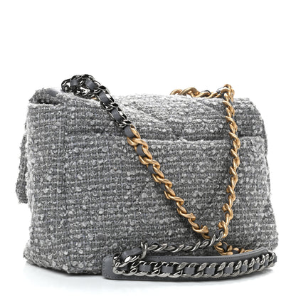 Chanel Tweed Quilted Large Chanel 19 Flap Grey 3 of 9