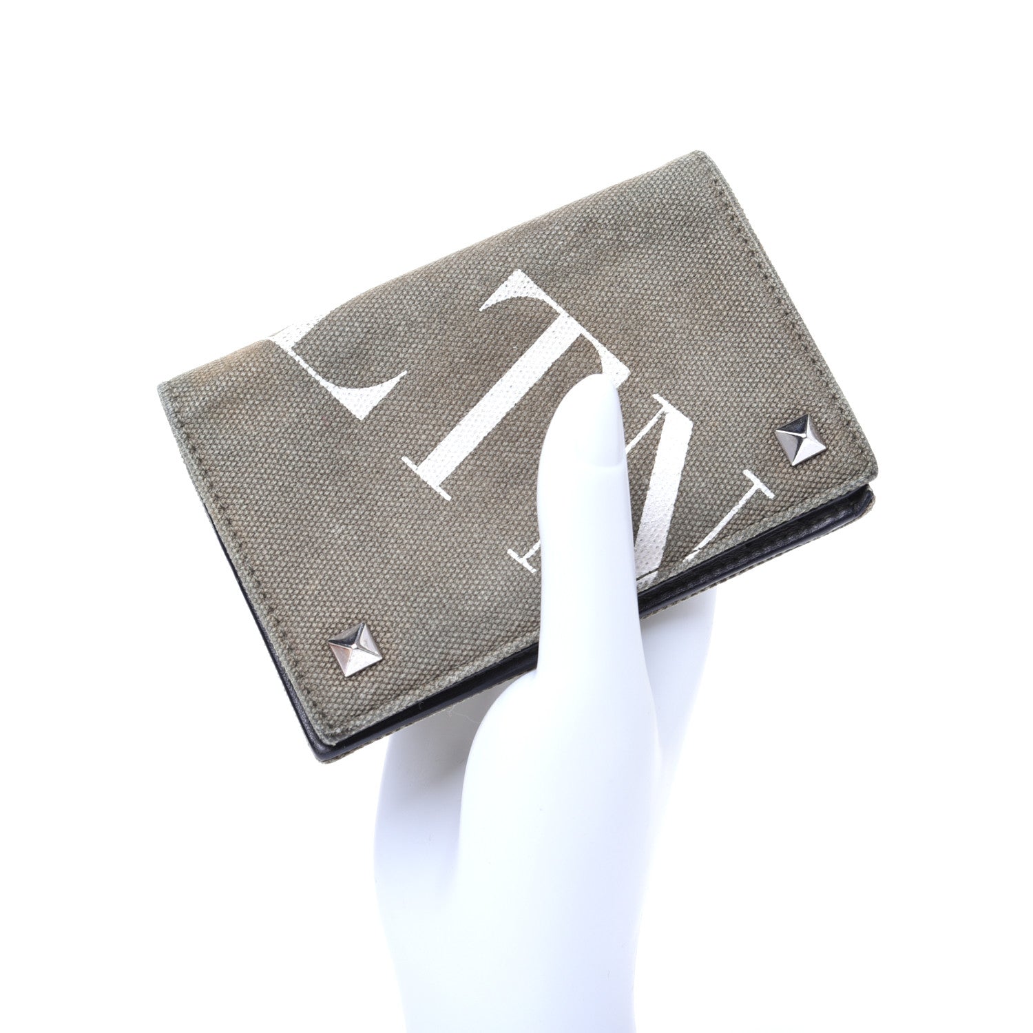 Valentino Garavani Canvas Rockstud VLTN Bi-Fold Wallet Olive 2 of 10