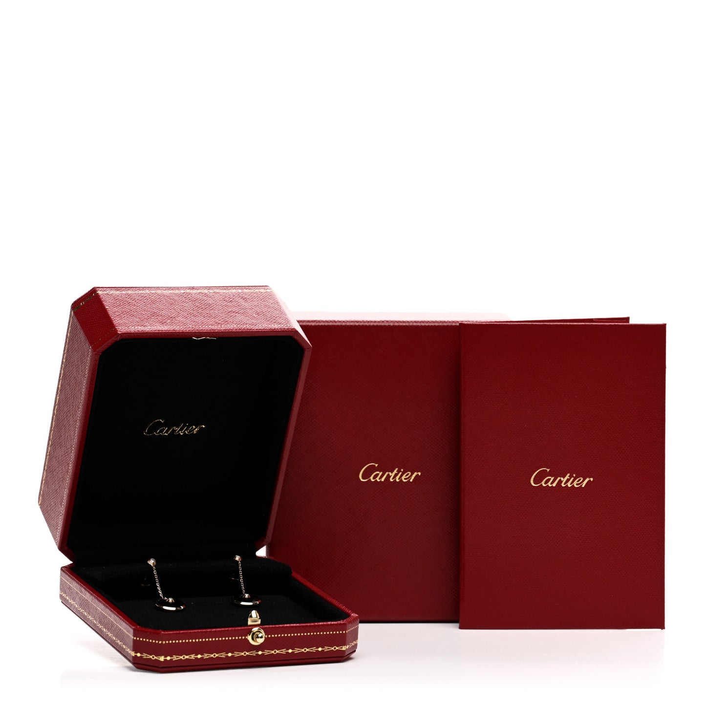 18K Pink Gold Diamond Black Onyx Amulette de Cartier Drop Earrings
