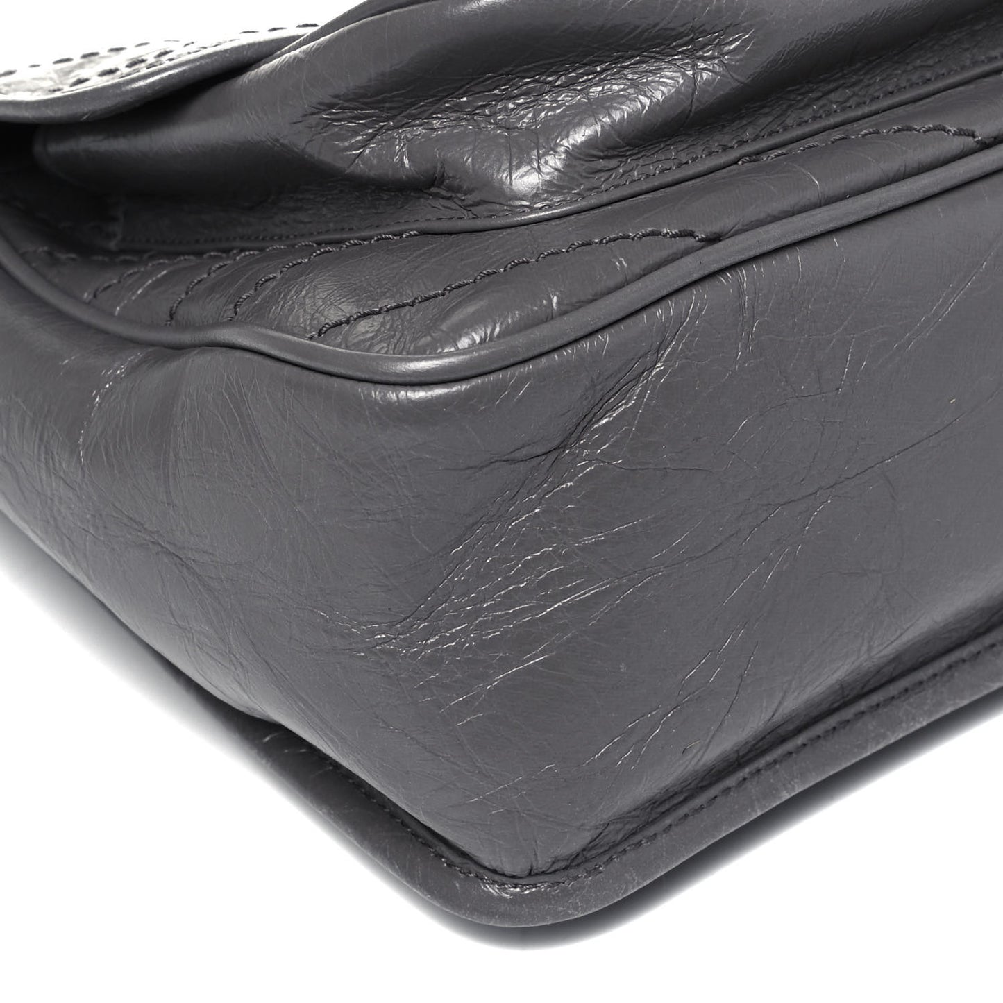 Crinkled Calfskin Matelasse Monogram Medium Niki Chain Satchel Light Gray