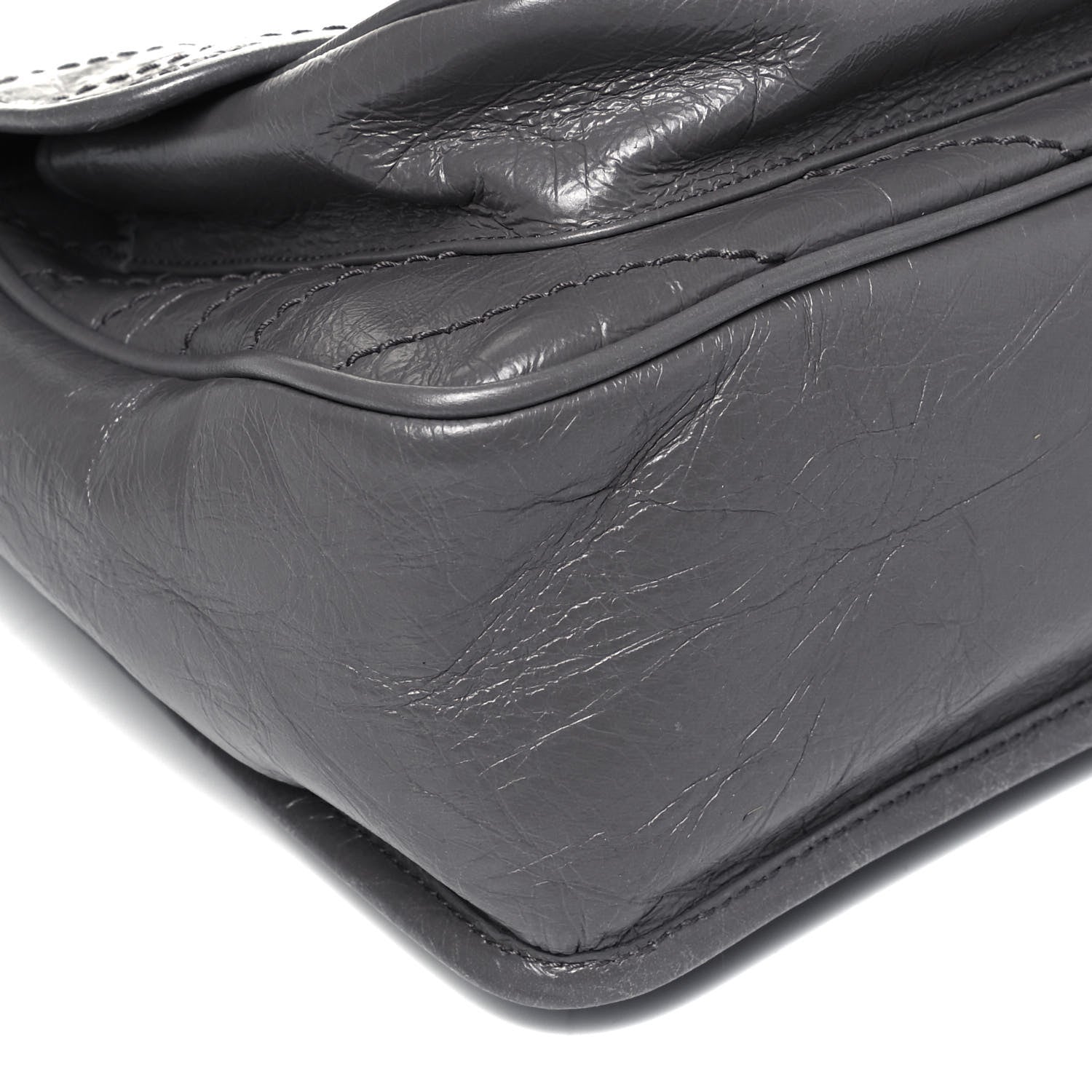 Saint Laurent Crinkled Calfskin Matelasse Monogram Medium Niki Chain Satchel Light Gray 7 of 8