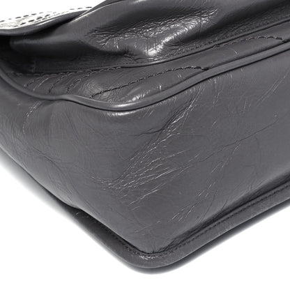 Saint Laurent Crinkled Calfskin Matelasse Monogram Medium Niki Chain Satchel Light Gray 7 of 8