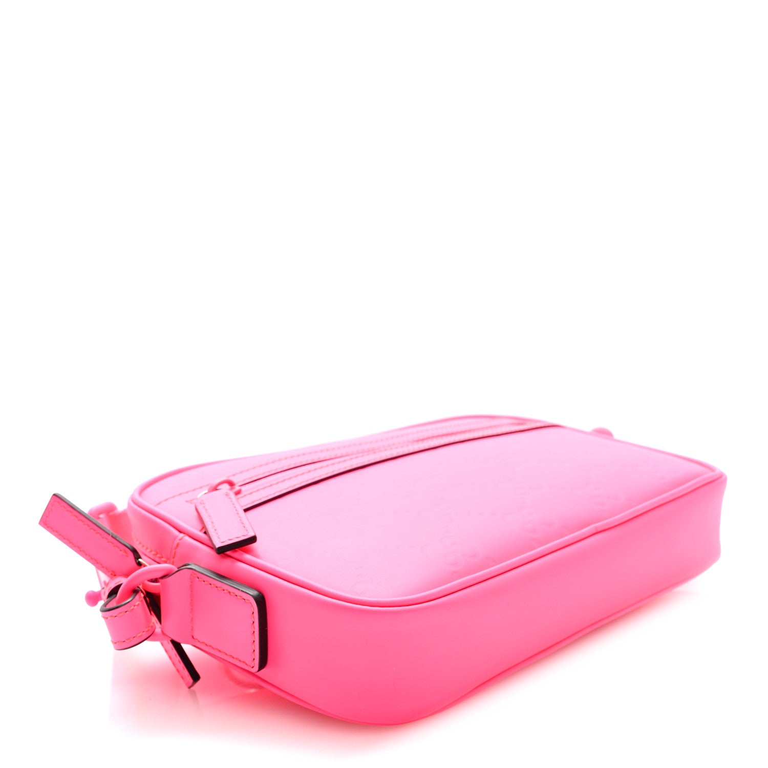 Gucci Rubber Effect Monogram GG Crossbody Bag Fluorescent Fuchsia