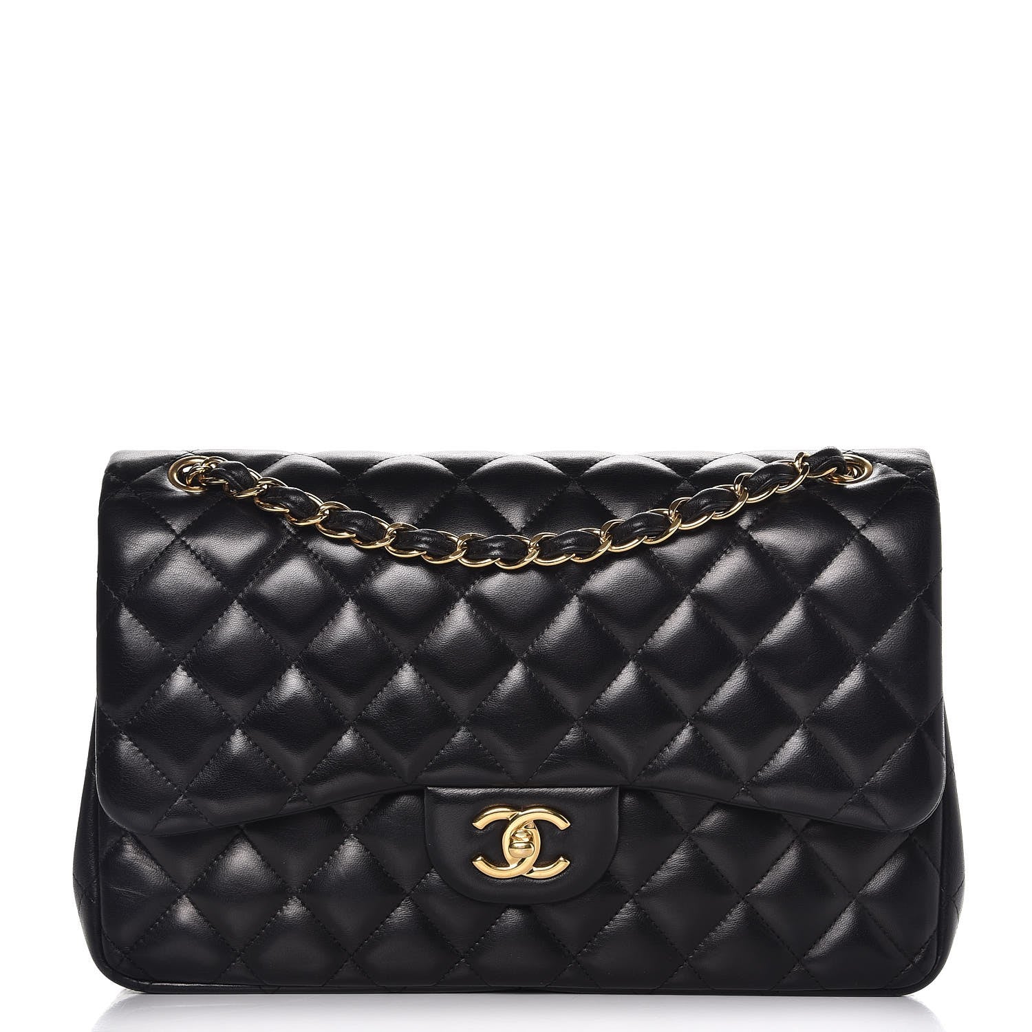 Chanel Lambskin Quilted Jumbo Double Flap Black 1 of 8