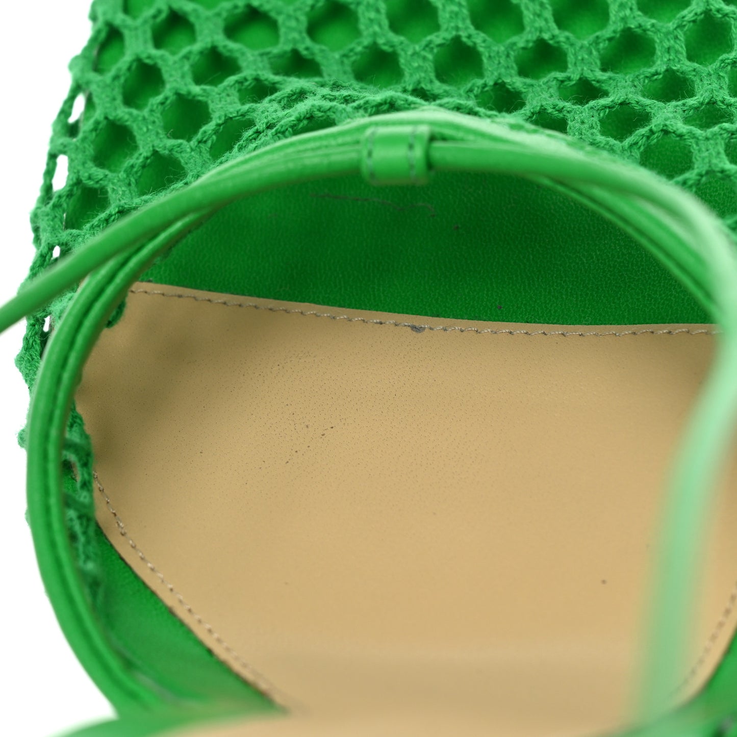 Mesh Nappa Stretch Ankle Tie 90mm Sandals 38 Grass