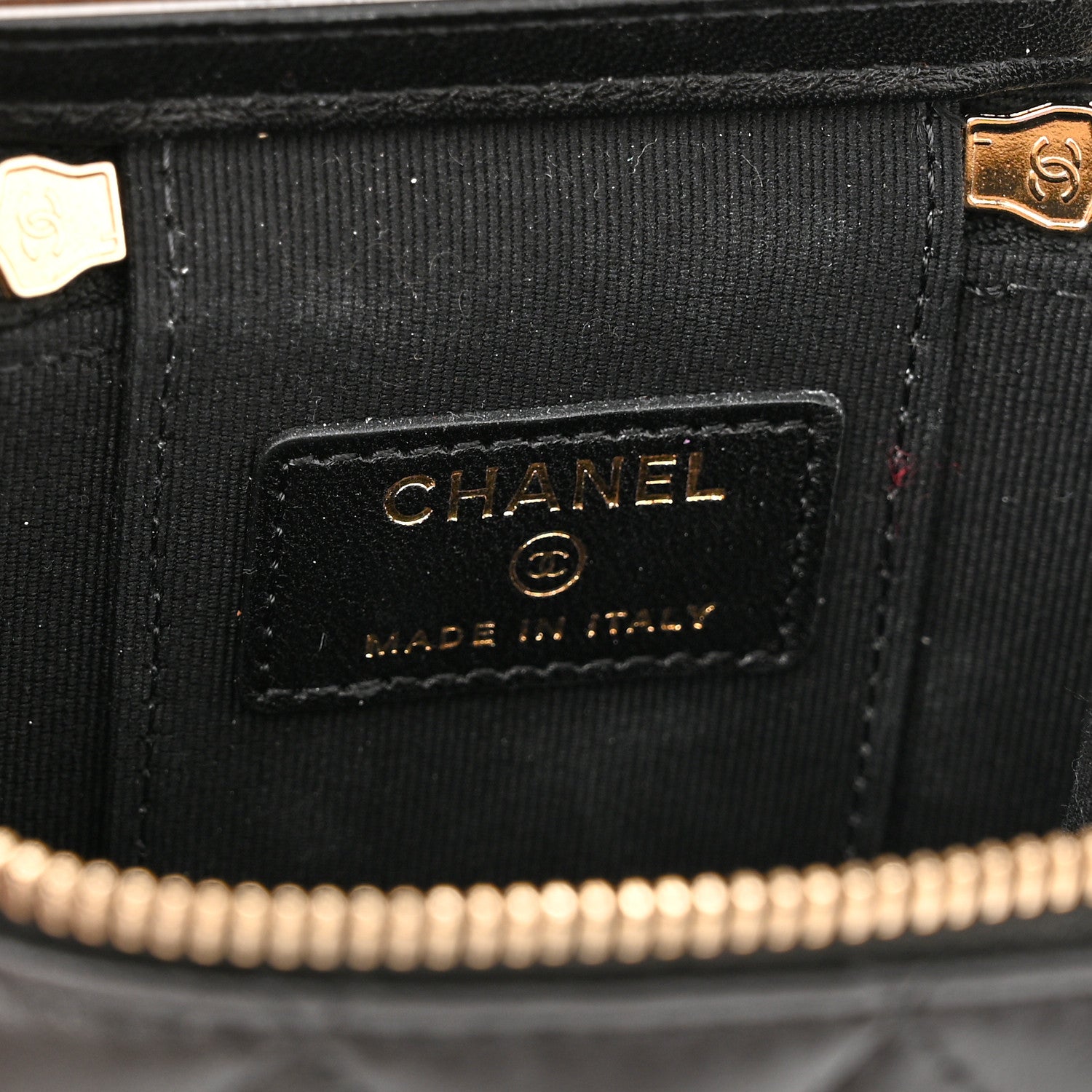 Chanel Lambskin Quilted Mini Vanity Case With Pearl Chain Black 7 of 12