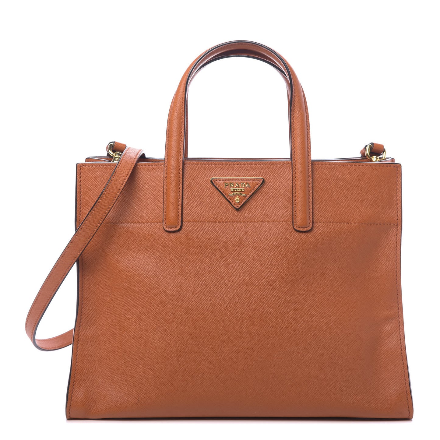 Saffiano Soft Triple Pocket Tote Papaya