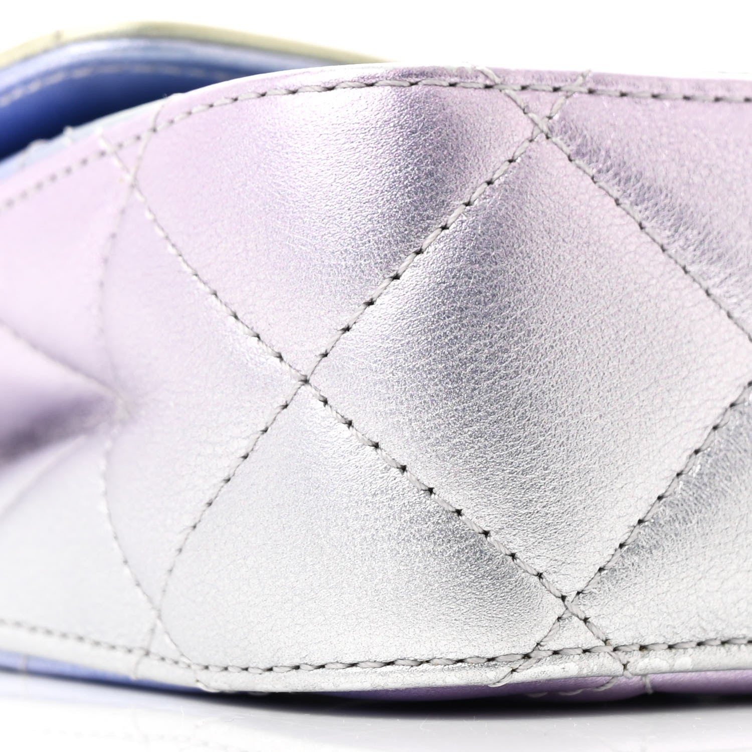 Chanel Gradient Metallic Calfskin Quilted Clutch Silver Blue Yellow Purple 9 of 11