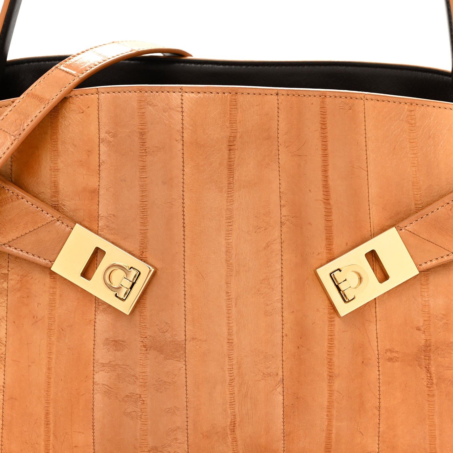 Eel Medium Soft Bicolor Hug Bag Beige Testa di Moro