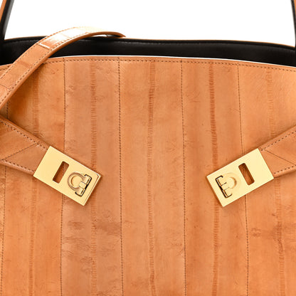 Salvatore Ferragamo Eel Medium Soft Bicolor Hug Bag Beige Testa di Moro 7 of 9