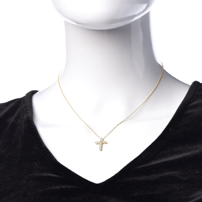Tiffany 18K Yellow Gold Diamond Small Cross Pendant Necklace 2 of 7