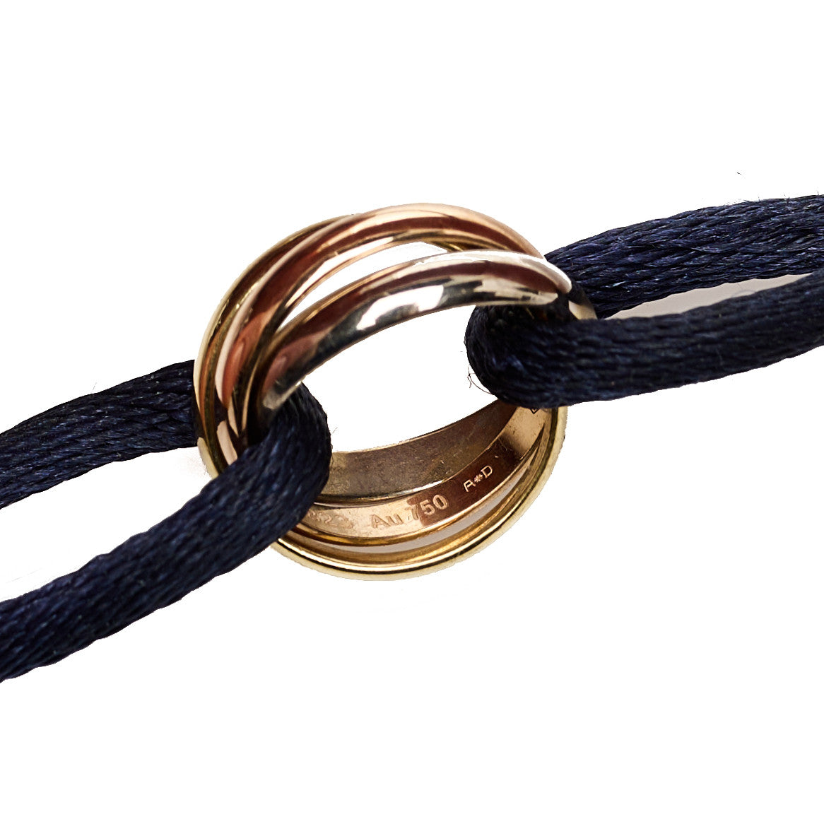 18k Pink Yellow White Gold Trinity Adjustable Cord Bracelet Blue