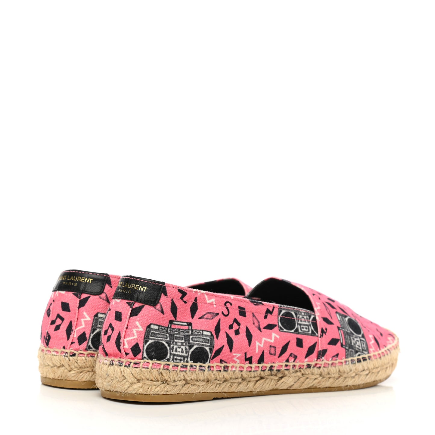 Canvas Radio Print Espadrilles 39 Pink Black