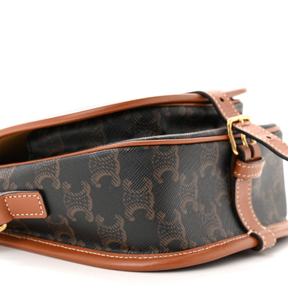 Celine Triomphe Canvas Medium Folco Bag Tan 8 of 9