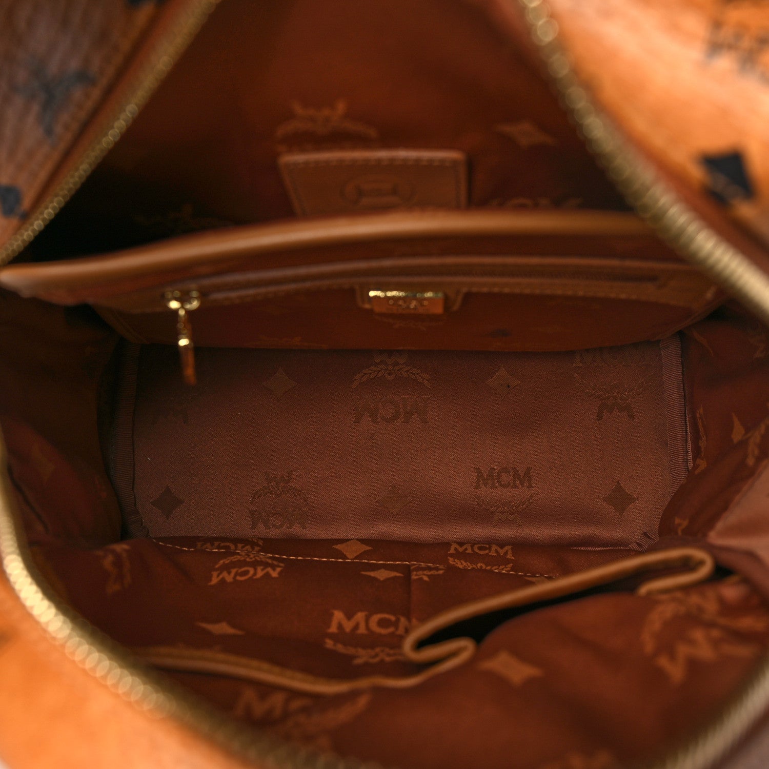 MCM Visetos Studded Small Stark Backpack Cognac 4 of 9