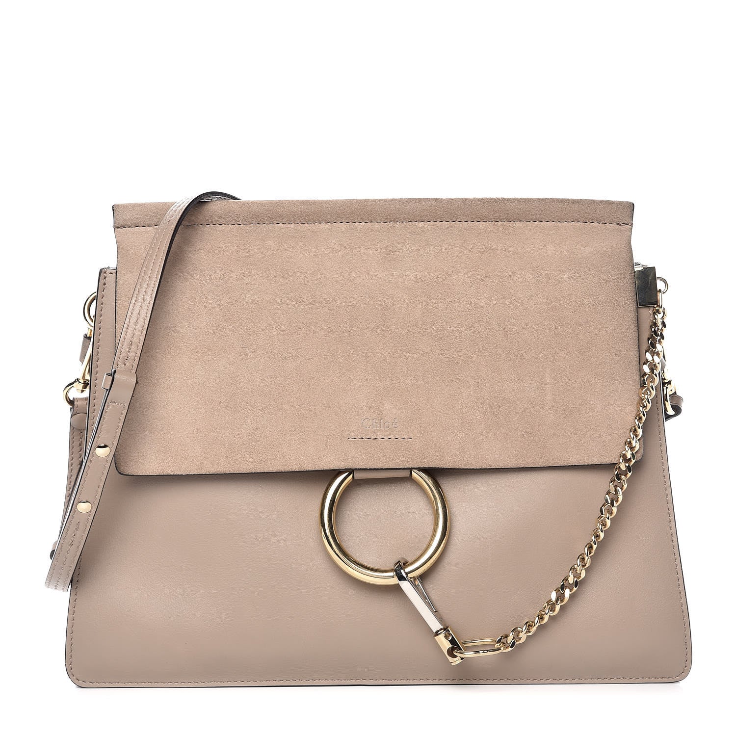 Chloe Calfskin Suede Medium Faye Shoulder Bag Motty Grey 1 of 12