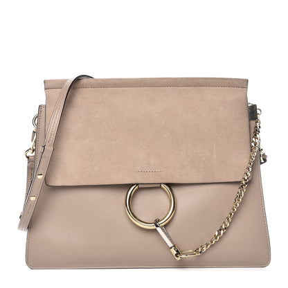 Chloe Calfskin Suede Medium Faye Shoulder Bag Motty Grey 1 of 12