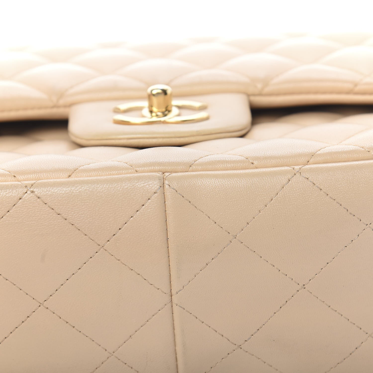 Chanel Lambskin Quilted Jumbo Double Flap Beige 12 of 18
