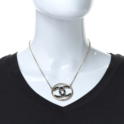 Chanel Lambskin CC Chain Necklace Gold Black 2 of 6