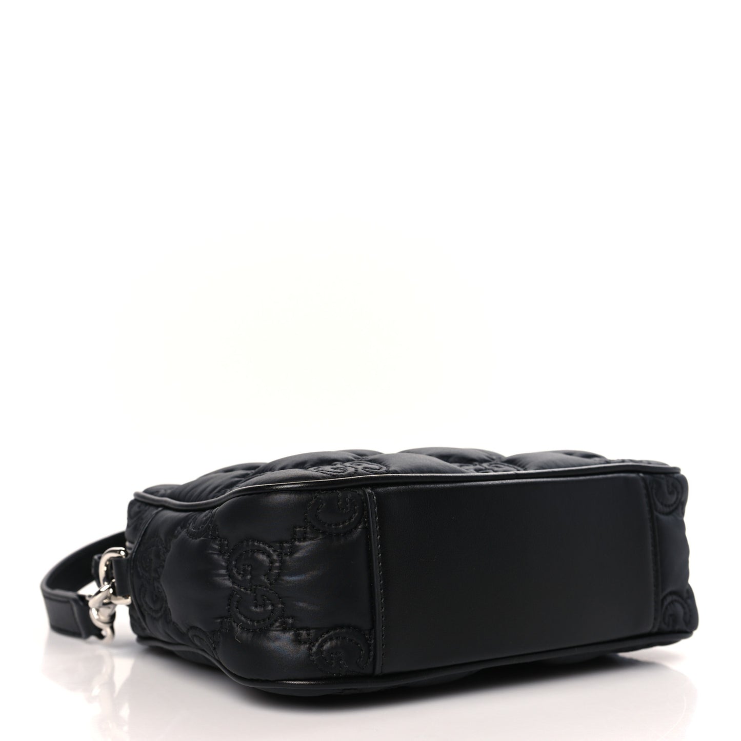 Nylon Calfskin Enamel GG Matelasse Shoulder Bag Black