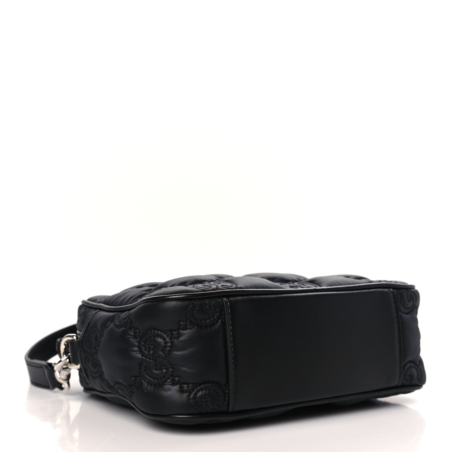 Gucci Nylon Calfskin Enamel GG Matelasse Shoulder Bag Black 4 of 9