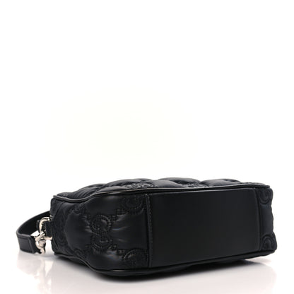 Gucci Nylon Calfskin Enamel GG Matelasse Shoulder Bag Black 4 of 9