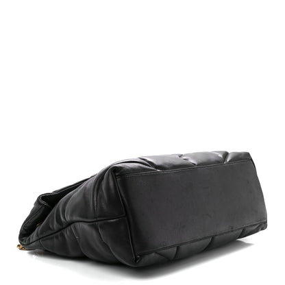 Saint Laurent Lambskin Quilted Medium Loulou Puffer Monogram Chain Satchel Black 4 of 12