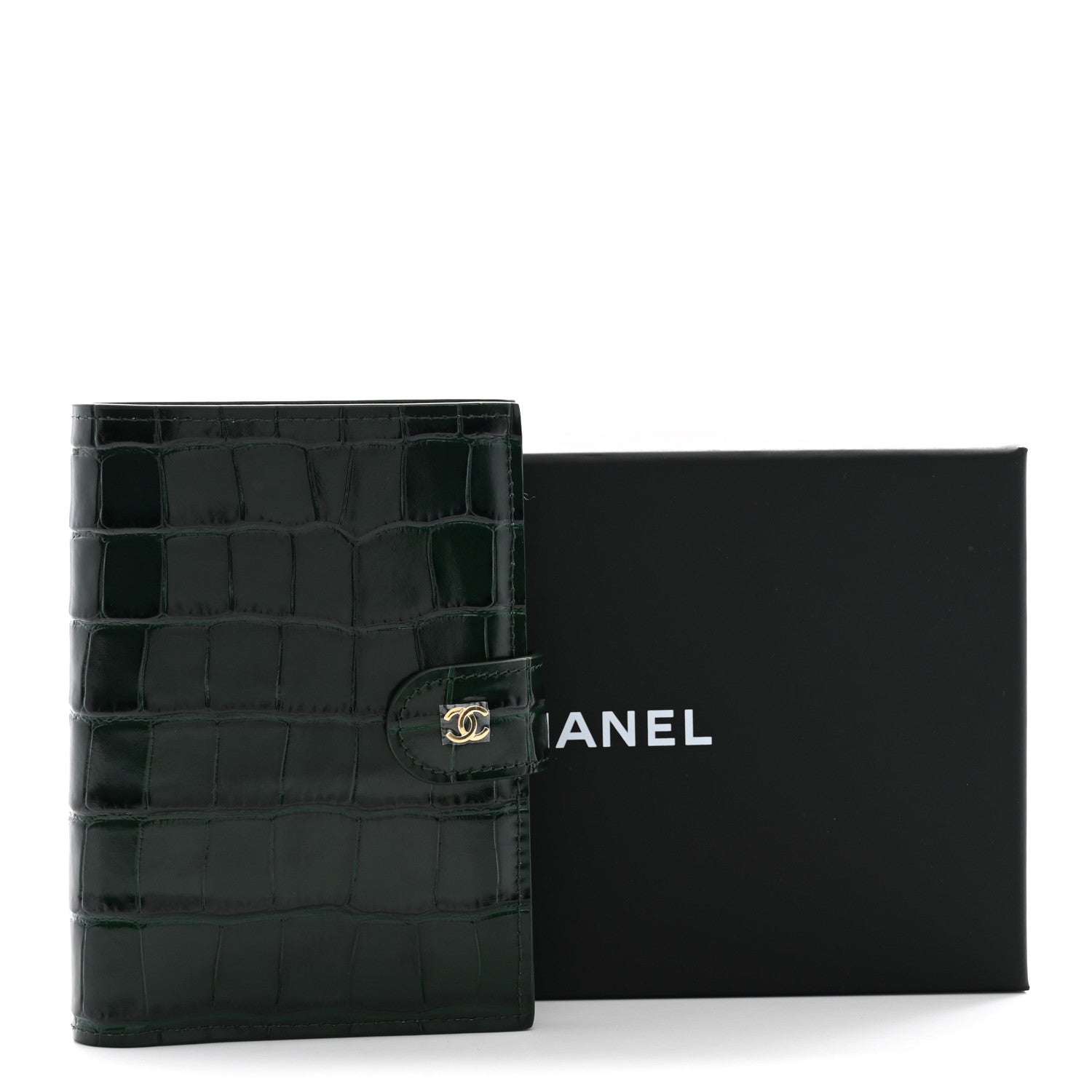 Chanel Calfskin Crocodile Embossed Crococo Passport Holder Emerald 8 of 8