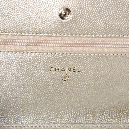 Chanel Caviar Quilted Wallet On Chain WOC Light Gold 7 of 10