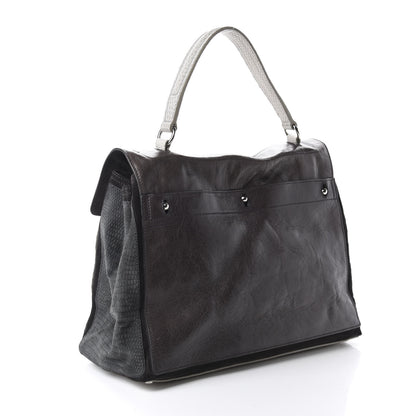 Saint Laurent Calfskin Lizard Embossed Large Muse Two Grey 3 of 10