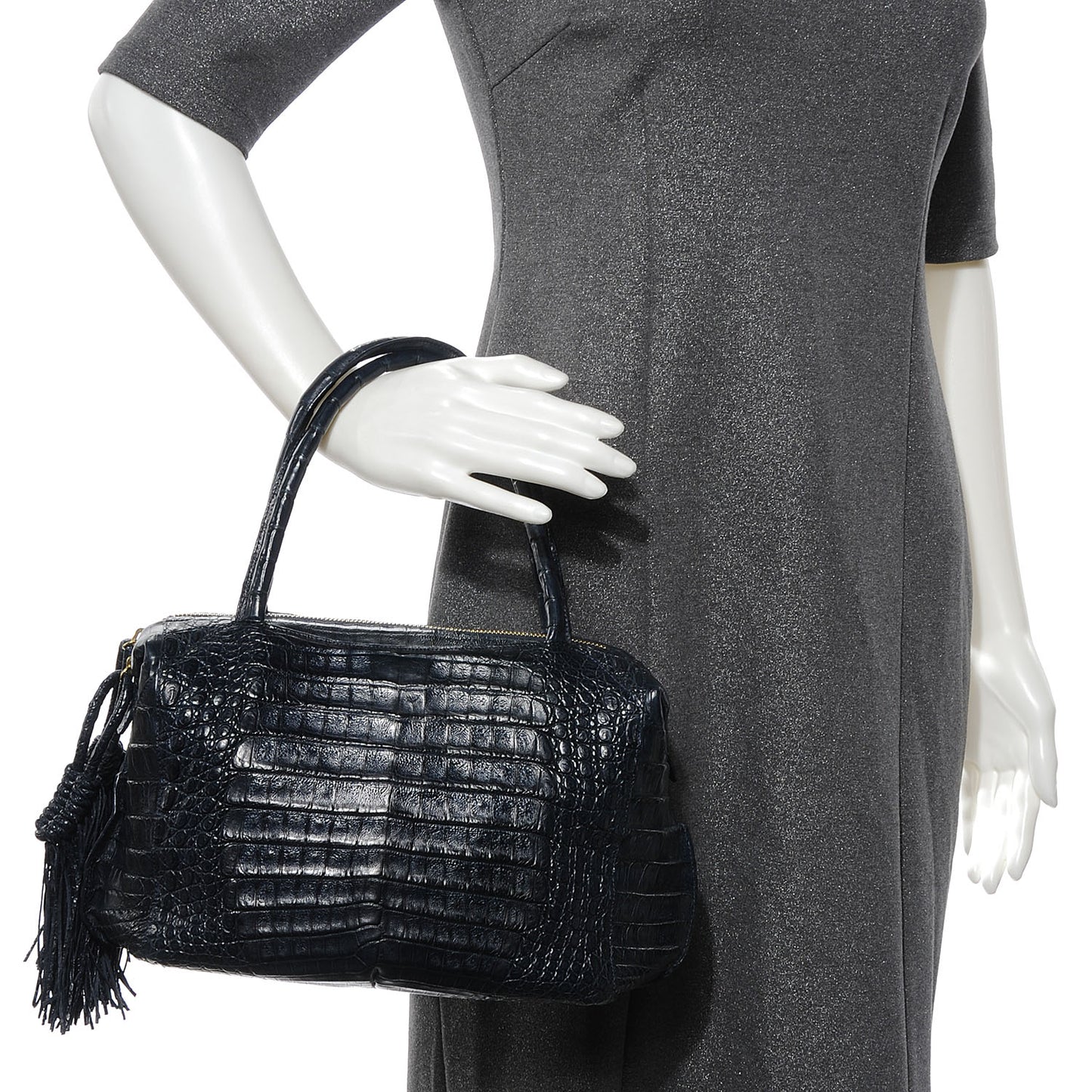 Crocodile Tassel Handbag Navy