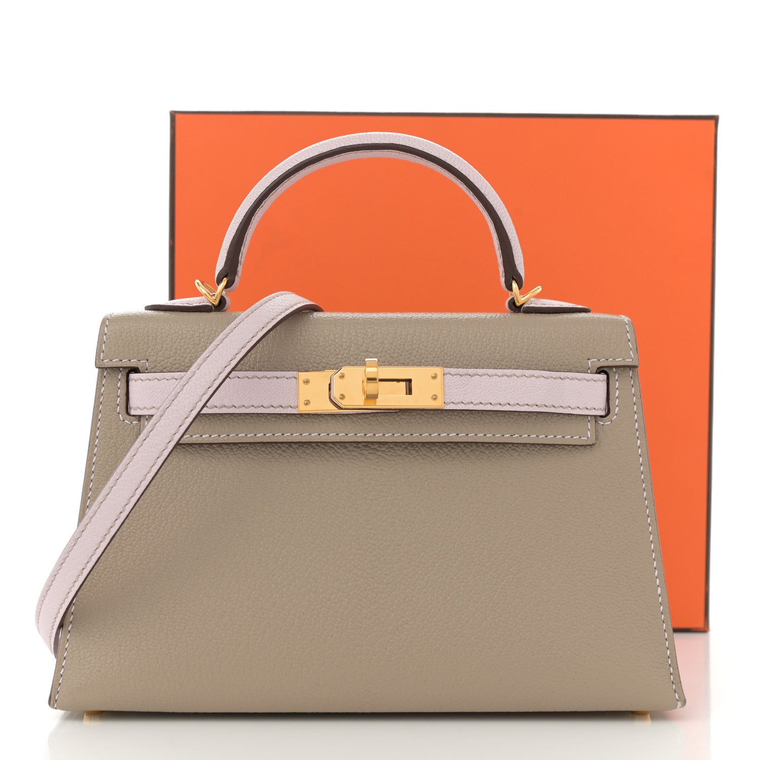 Hermes Chevre Mysore Horseshoe Mini Kelly Sellier 20 Gris