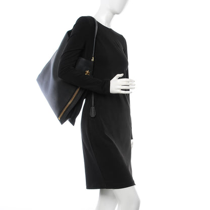 Tom Ford Pebbled Calfskin Large Alix Padlock Zip Hobo Bag Black 2 of 7