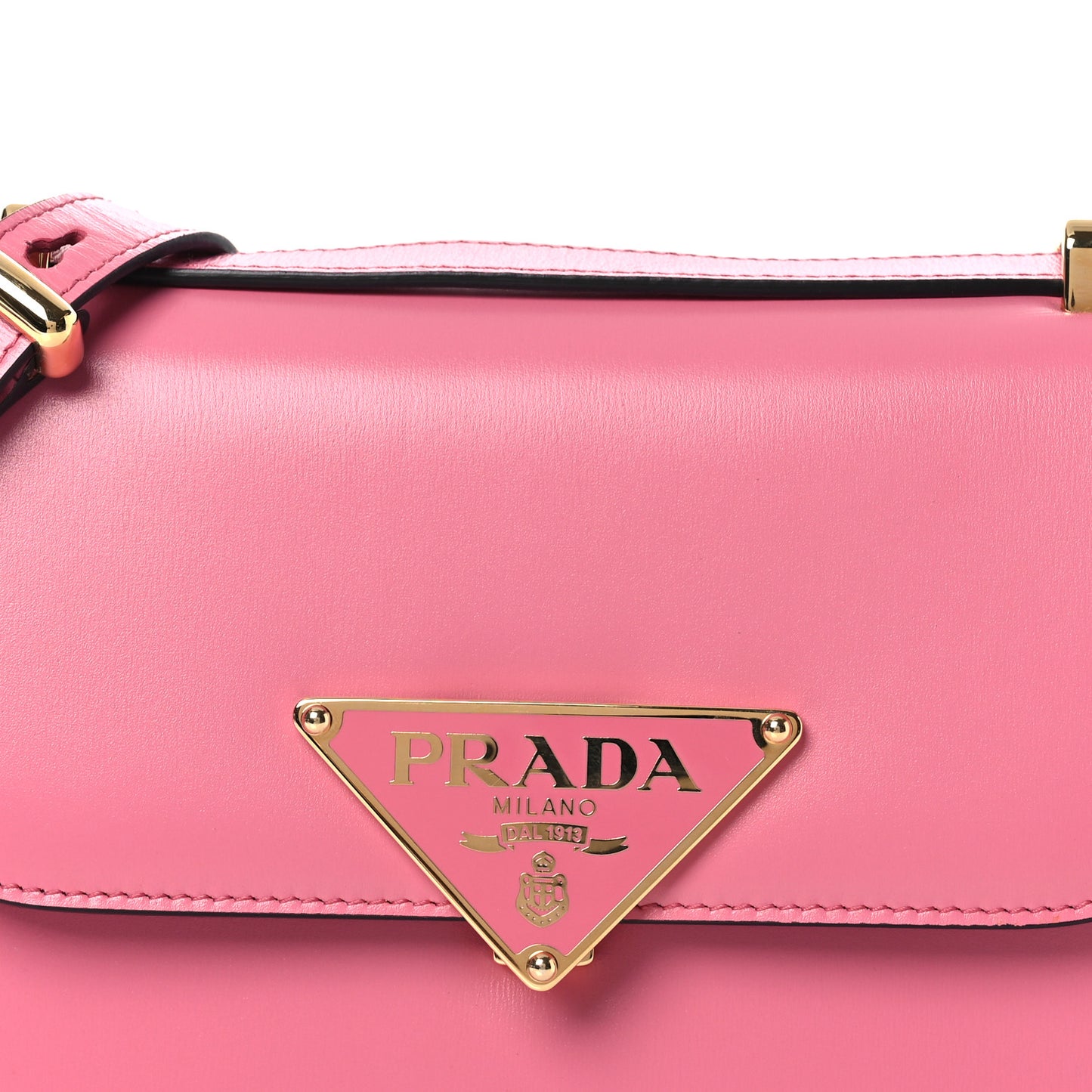 Box Calfskin Triangle Embleme Flap Shoulder Bag Begonia