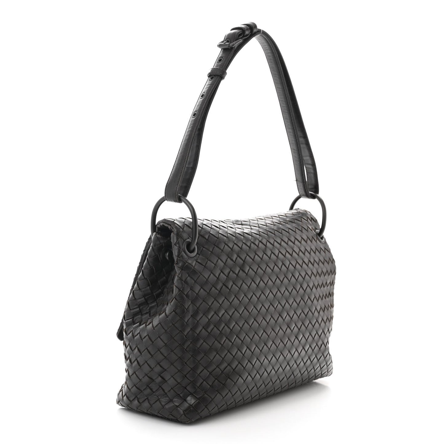 Nappa Intrecciato Flap Shoulder Bag Ebano