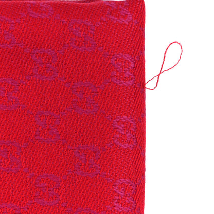 Gucci Wool Silk GG Monogram GGWeblong Fringe Scarf Shawl Orange Pink 5 of 5