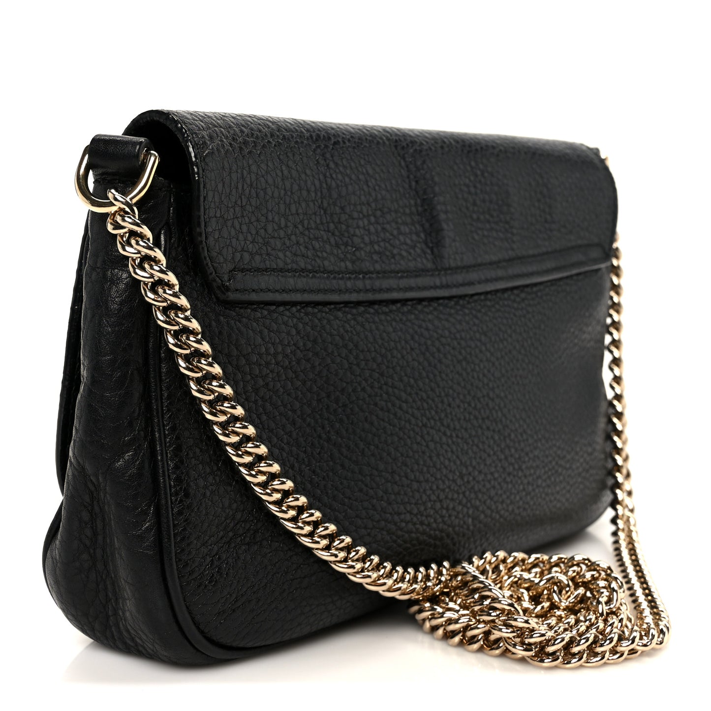 Pebbled Calfskin Medium Soho Flap Crossbody Black