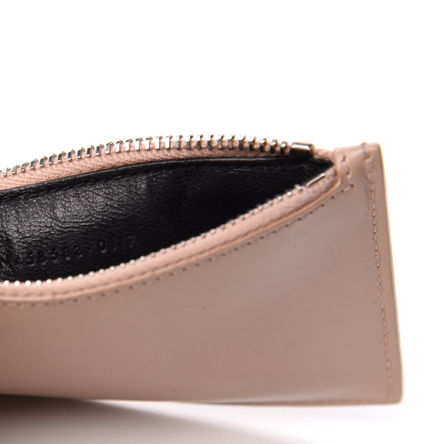 Calfskin 5 Fragments Zip Pouch Card Holder Nude Powder
