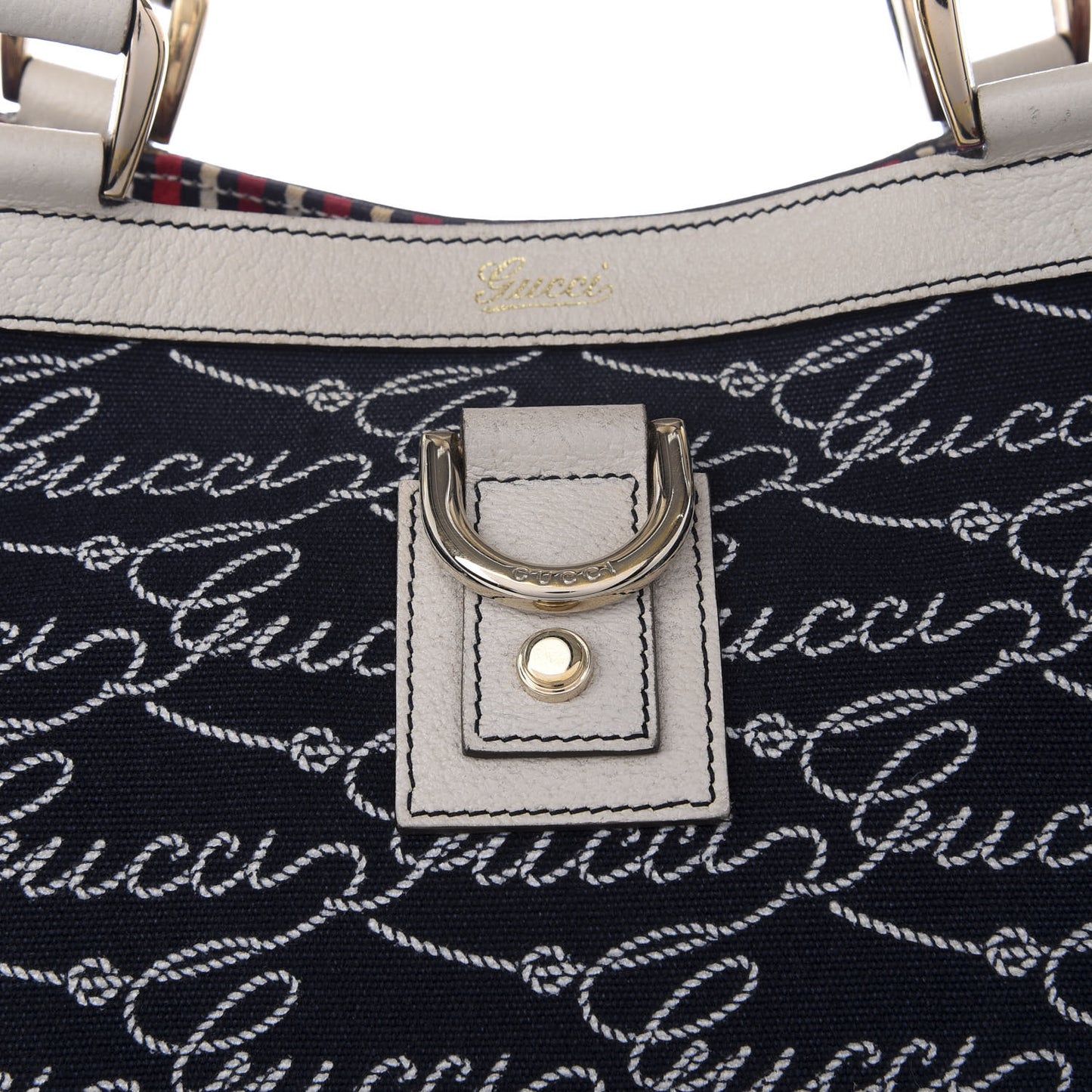 Canvas Print Large Abbey Tote Navy Off White