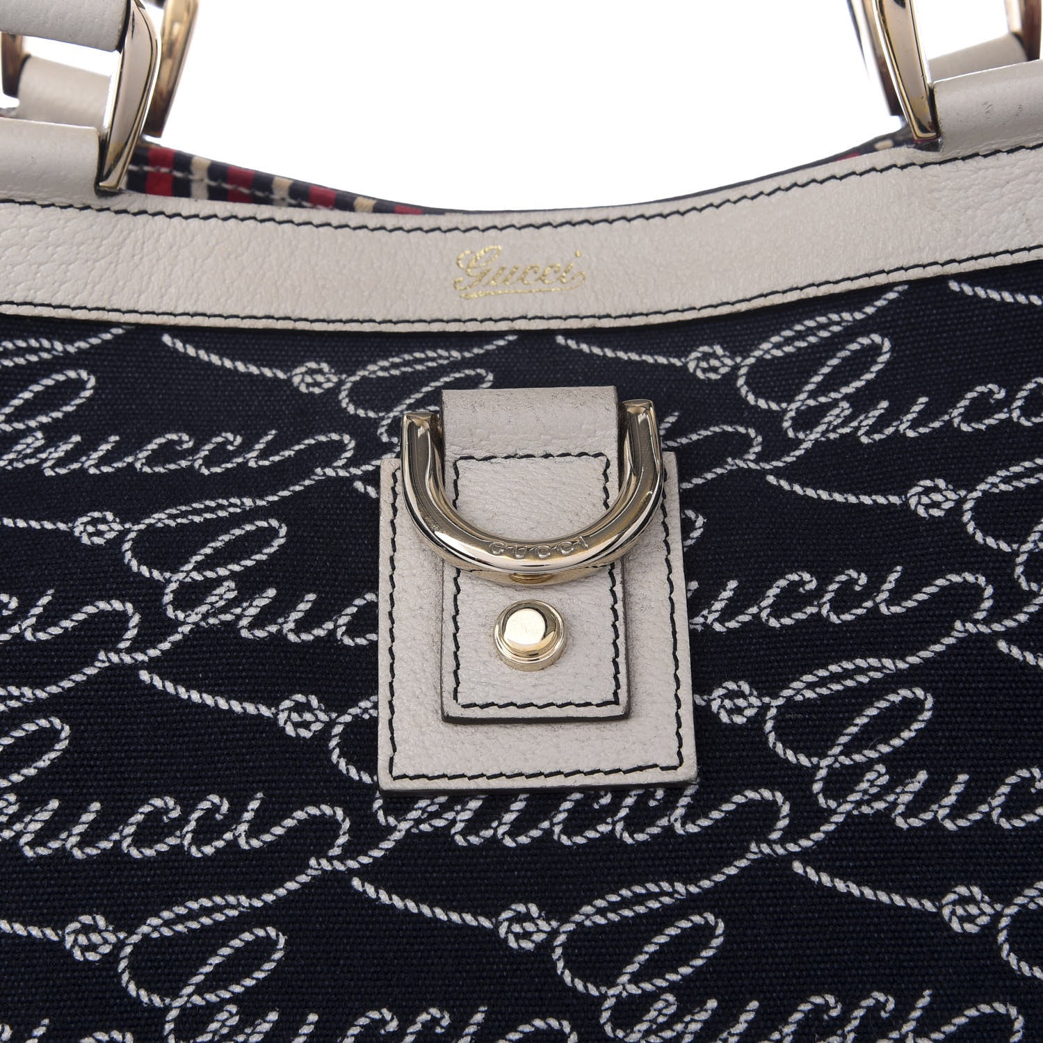 Gucci Canvas Print Large Abbey Tote Navy Off White 9 of 9