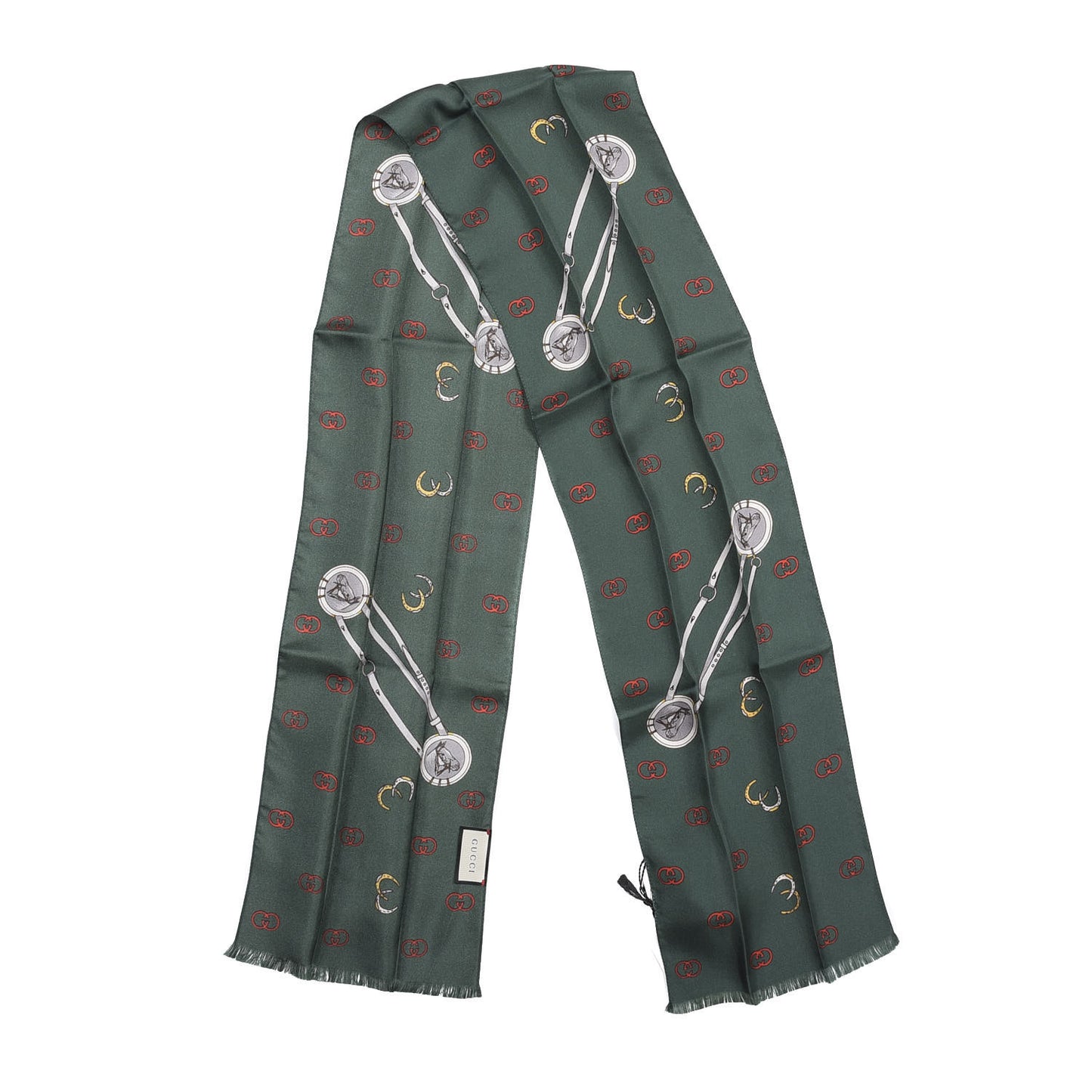 Silk Twill Double Logos Scarf Green