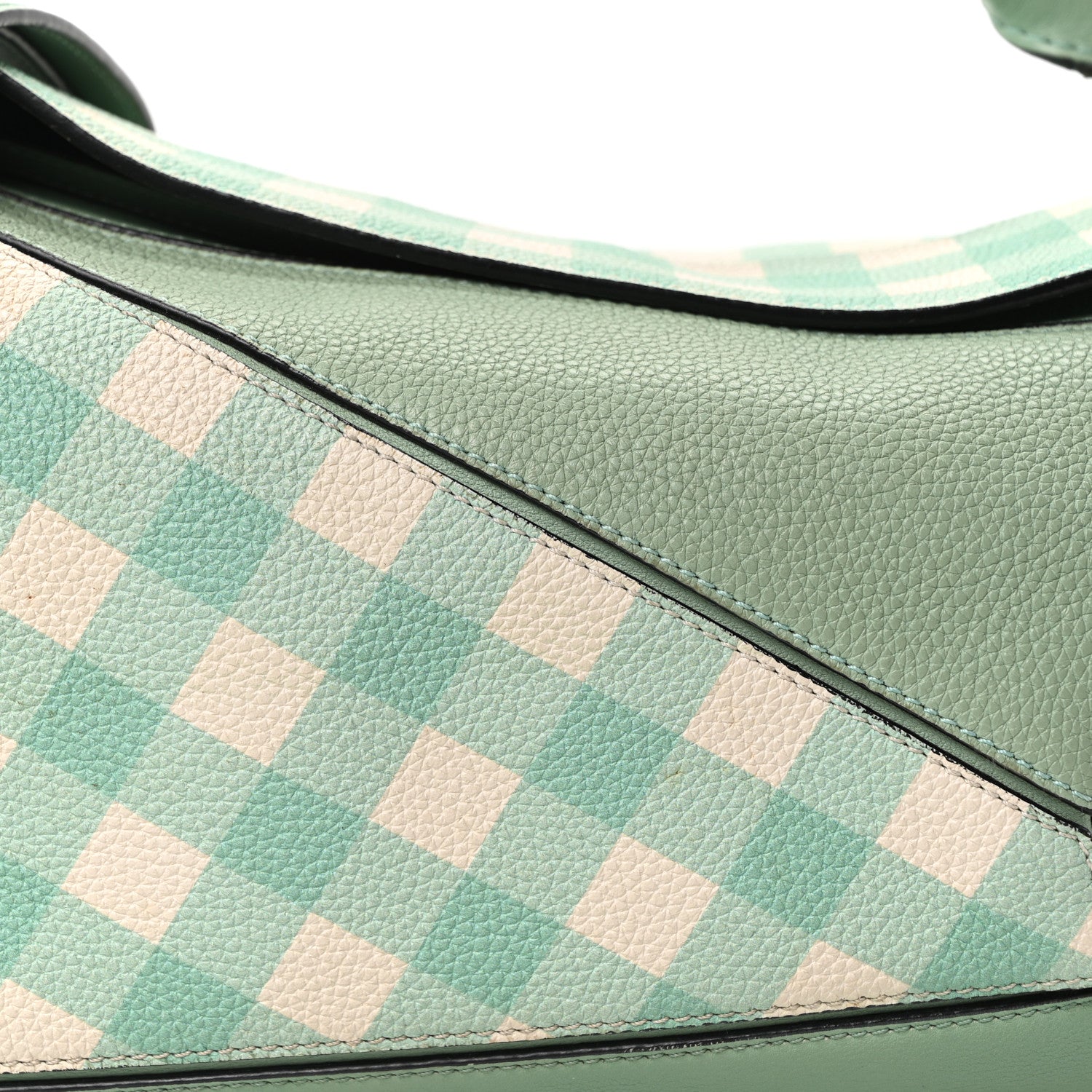 Loewe Calfskin Medium Gingham Puzzle Bag Lime 8 of 10