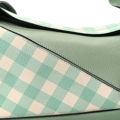 Loewe Calfskin Medium Gingham Puzzle Bag Lime 8 of 10