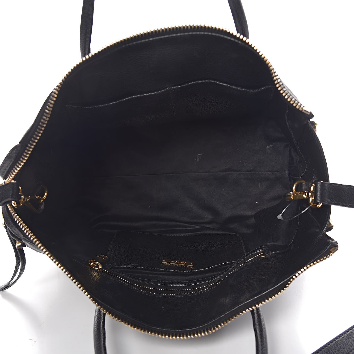 Miu Miu Goatskin Madras Zip Tote Black 5 of 22
