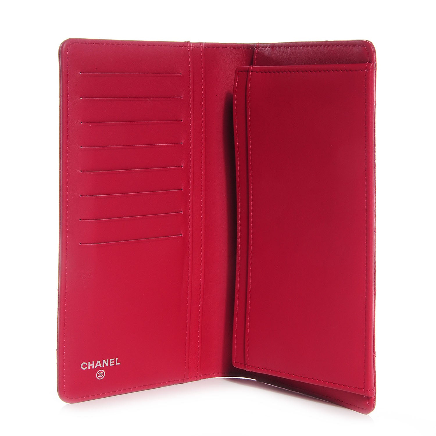 Chanel Distressed Patent Yen Wallet Dark Pink 5 of 8