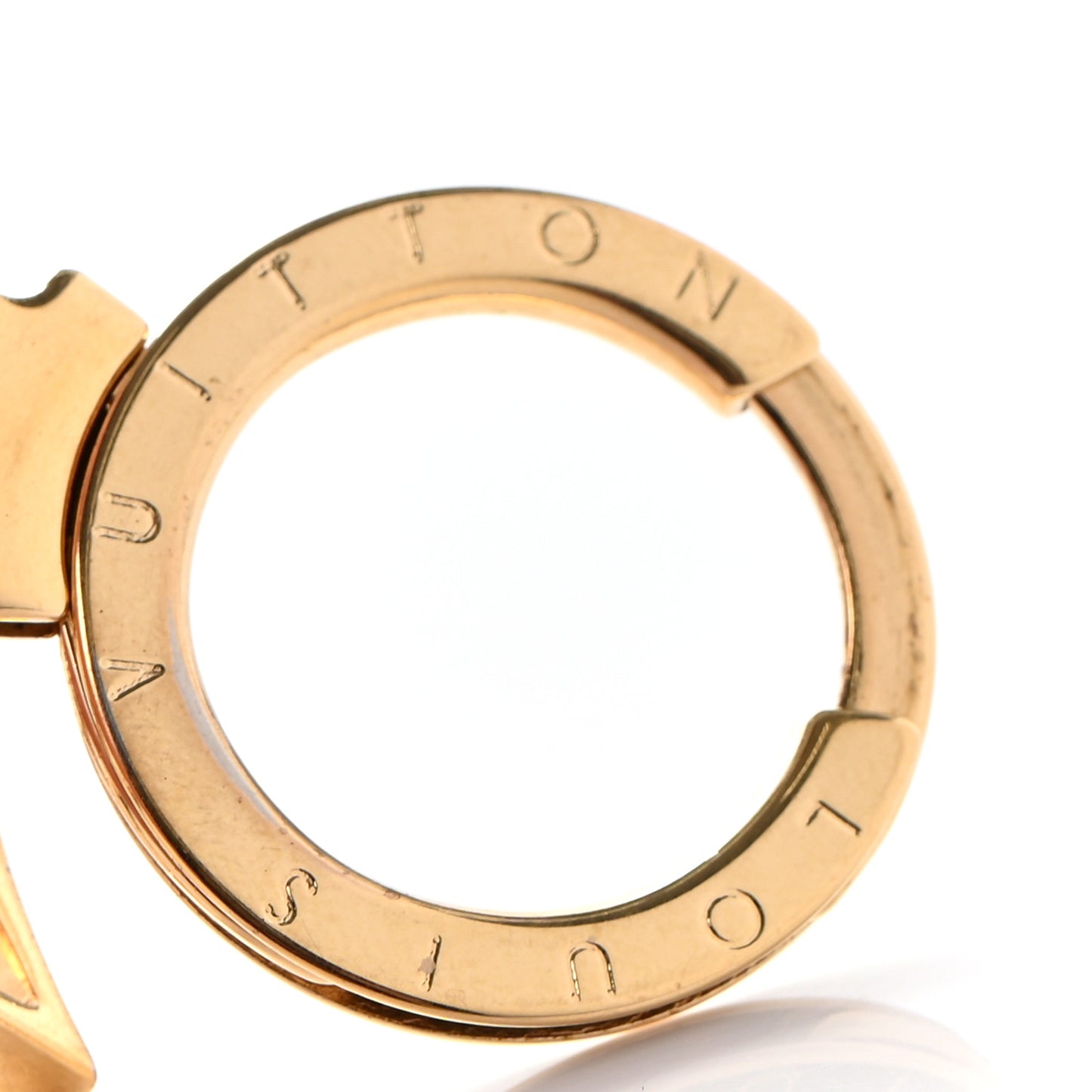 Brass Enamel Fleur De Monogram Bag Charm Chain Gold