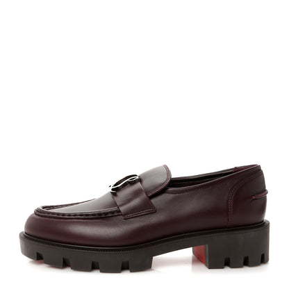 Christian Louboutin Calf Glove Womens CL Moc Lug Flat Loafers 38 Merlot 1 of 9