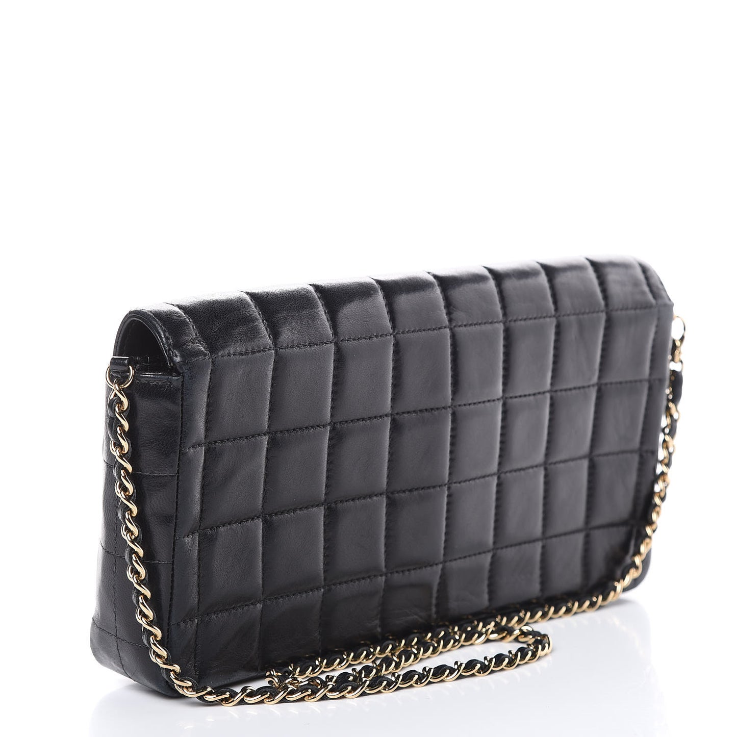 Lambskin East West Chocolate Bar Flap Black