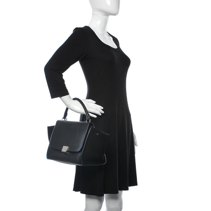 Celine Drummed Calfskin Suede Small Trapeze Black 3 of 16